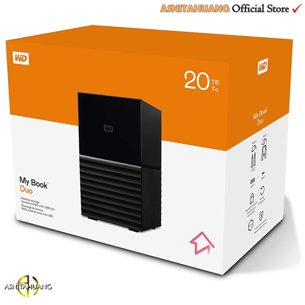 Jual WD 20TB My Book Duo Desktop RAID Harddisk External USB 3.1