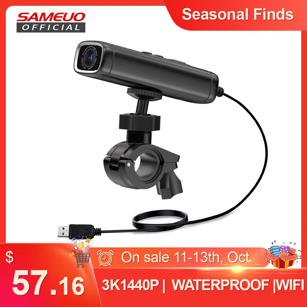 Sameuo Q1 motorcycle camera Video recorder 1440P dash cam moto bike Camera  helset camera Motorcycle dvr waterproof dashcam wifi