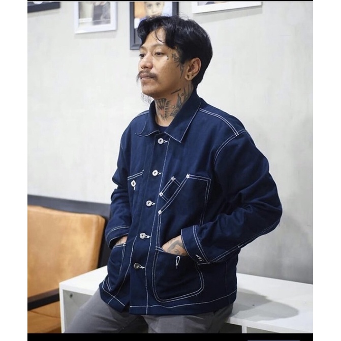 Jual SIMISSTY DENIM. NAVY TRUCKER VINTAGE Jacket type 3 | Shopee Indonesia