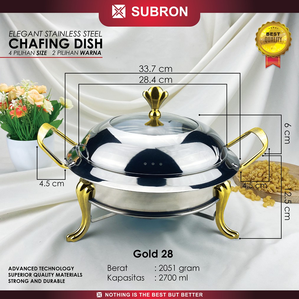 Jual SUBRON Elegan Chafing Dish 26cm 28cm Tempat Wadah Prasmanan ...