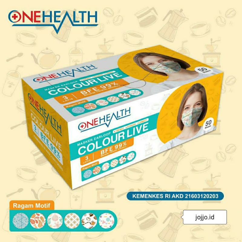 Jual ONE HEALTH Masker Medis Colour Live 3ply Earloop | Shopee Indonesia