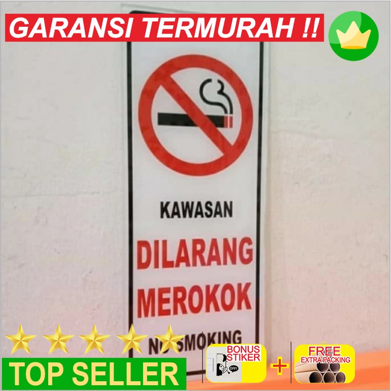 Jual Murah SIGN AKRILIK K3 RAMBU SAFETY KAWASAN DILARANG MEROKOK UKURAN ...