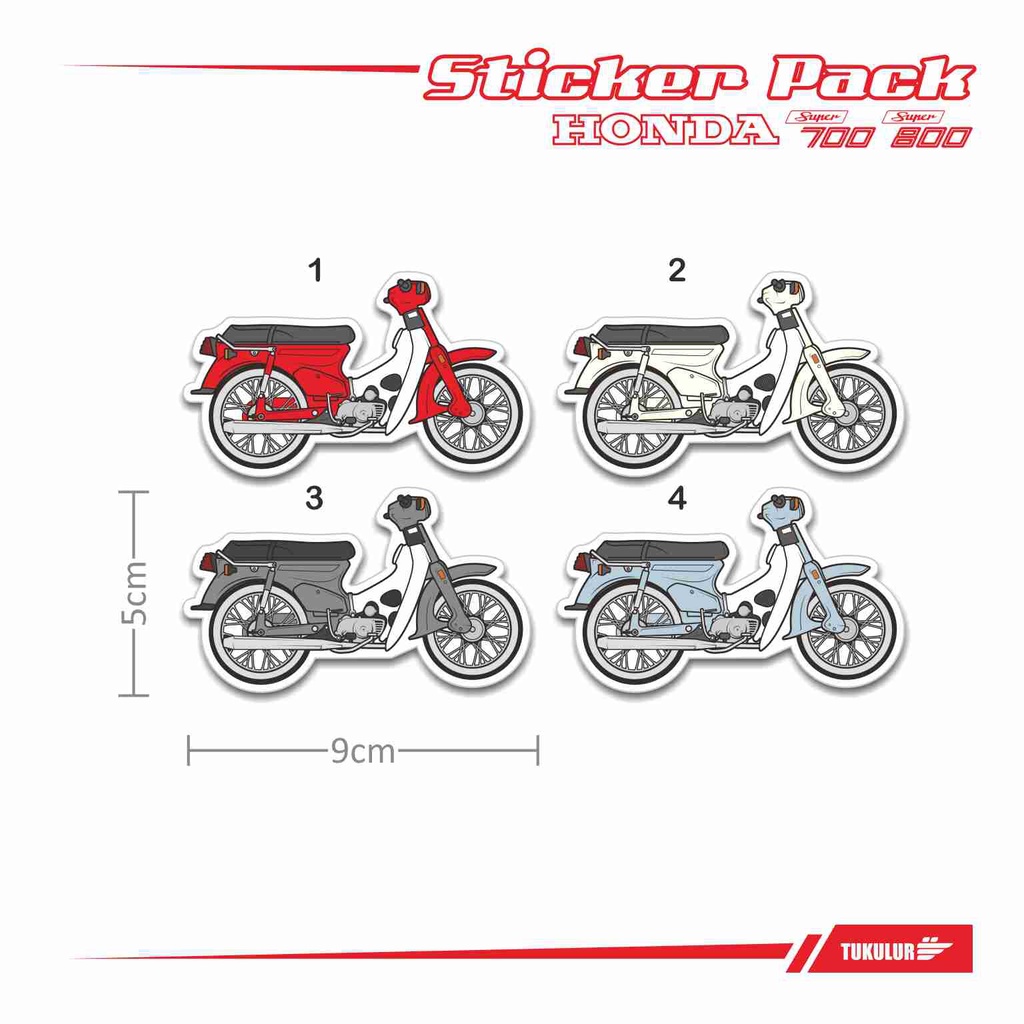 Jual 4 PCS | STICKER PACK MOTOR JADUL HONDA SUPERCUB C700 C800 | 002 ...