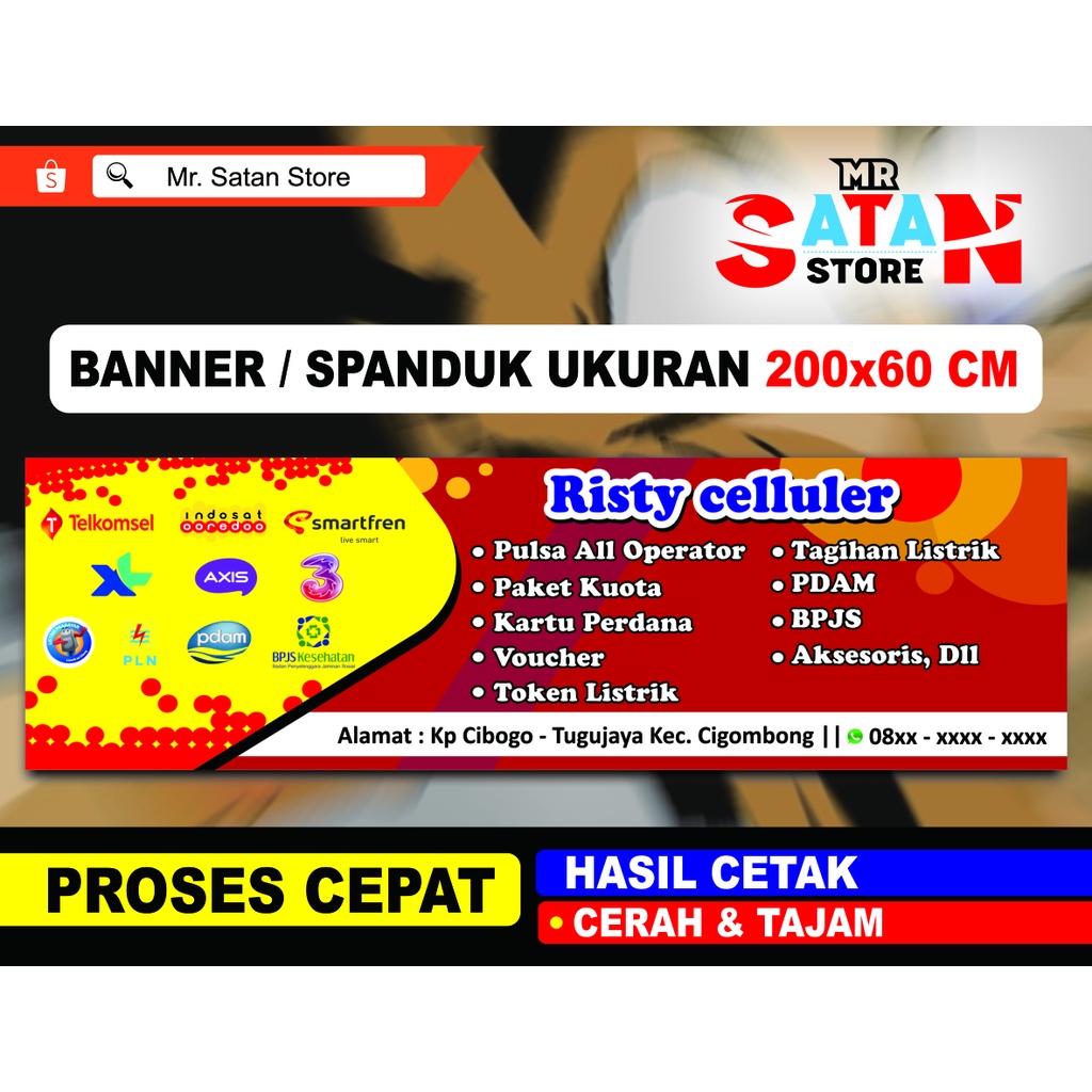 Jual Spanduk Konter Banner Pulsa - Ukuran 200x60 Kode S2 | Shopee Indonesia