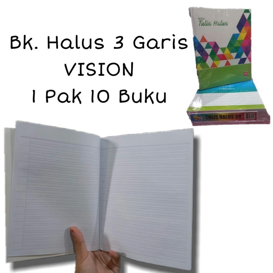 Jual Buku 3 Garis Halus Merk Vision 38 Lembar Buku Tulis Sambung SD ...