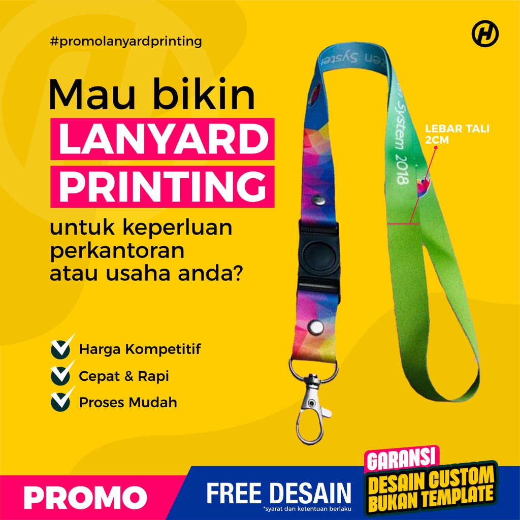 Jual Cetak Lanyard Printing Fullcolour - Tali Id Card Custom Design 