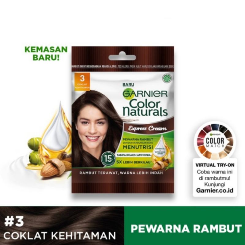 Jual GARNIER COLOR NATURAL EXPRESS CREAM 3 COKLAT KEHITAMAN 20mlx20g