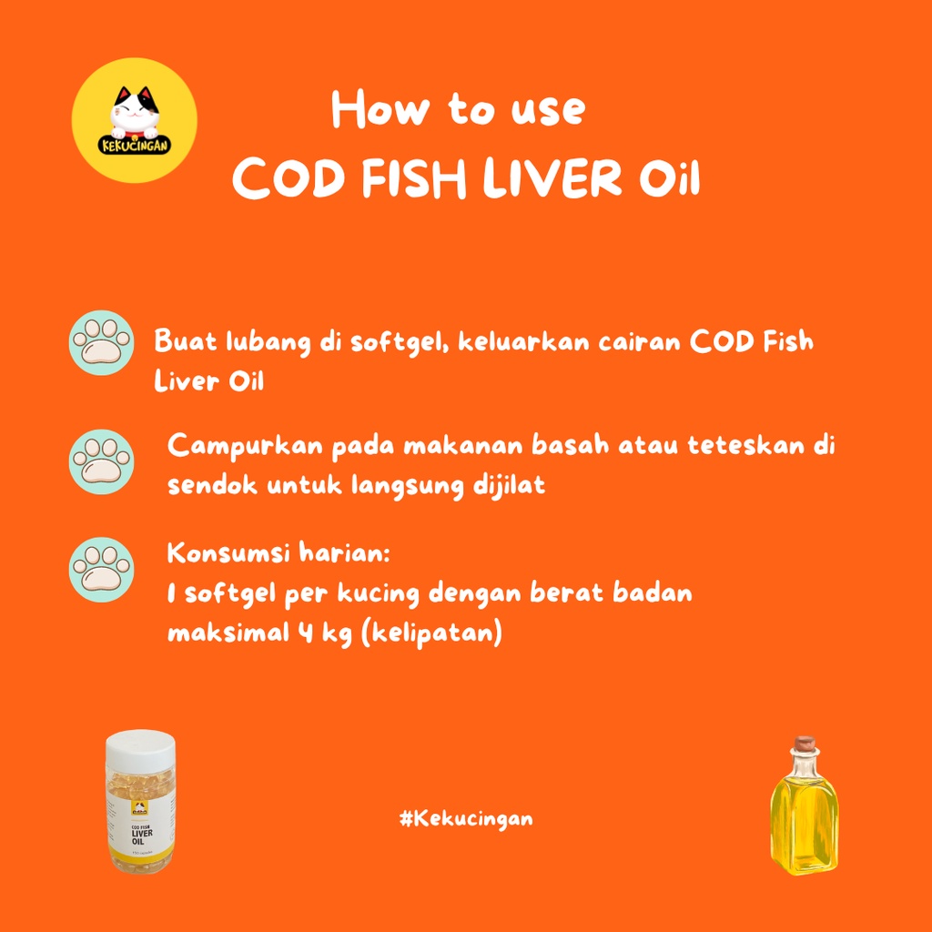 Jual Minyak Ikan COD Fish Liver Oil Vitamin Bulu Rontok Kucing Anjing ...
