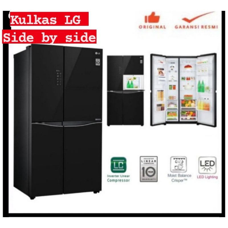 Jual KULKAS LG GCC247UGUV SIDE BY SIDE INVERTER LINEAR 4 PINTU 675