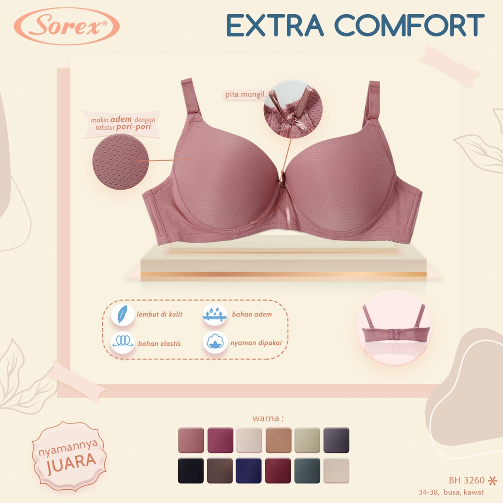 Bh Sorex 3260 Extra Comfort Pakai Kawat Bra Dalaman Wanita - 34