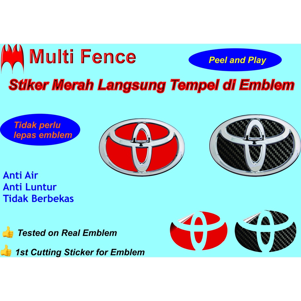 Jual Stiker Emblem Toyota Merah Langsung Tempel (semua Ukuran) | Shopee ...