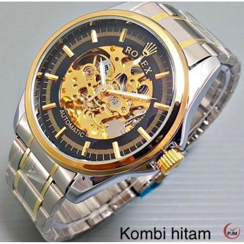 Jam Tangan Pria Rolex Automatic Tanpa Baterai Rantai Premium Free Box Rolex Bisa COD SC414