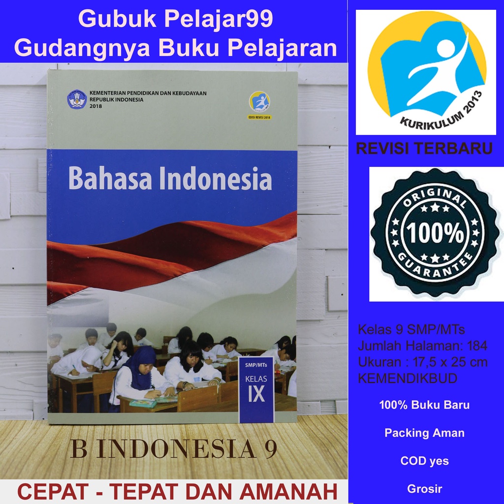 Jual Buku Siswa Bahasa Indonesia Kelas 9 SMP/MTs K13 KEMENDIKBUD Revisi ...