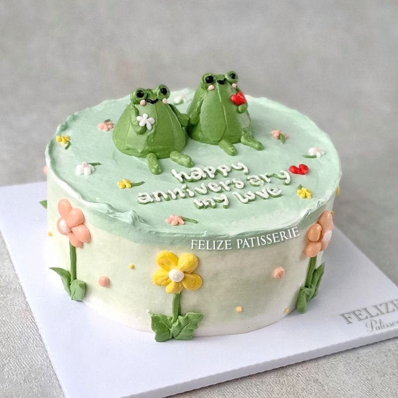 Jual Korean birthday cake kue ulang tahun tema kodok | Shopee Indonesia