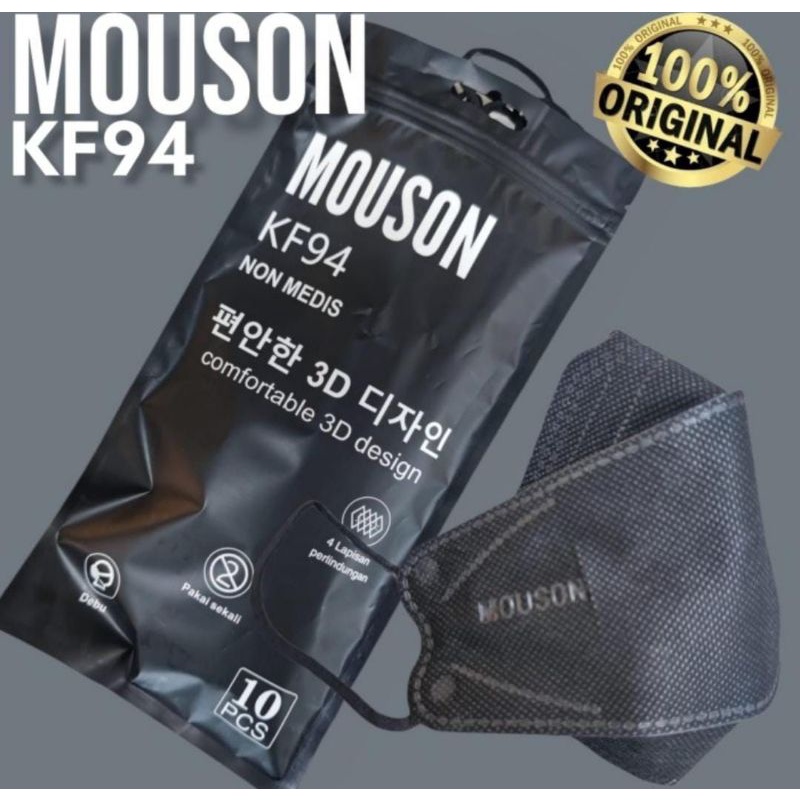 Jual Masker Kf Mouson Hitam Original Emboss Isi Pcs Shopee Indonesia