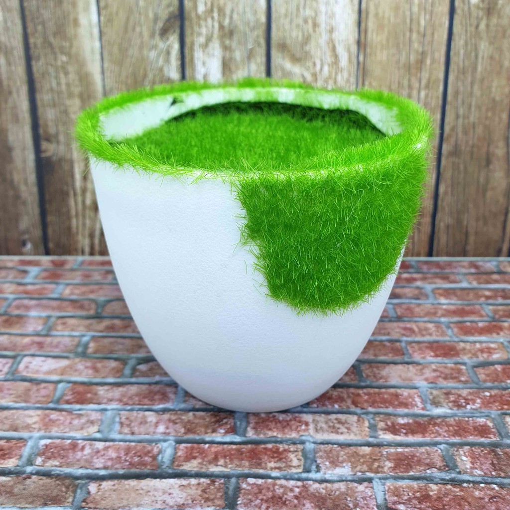 Jual Pot Plastik Putih + Rumput Diameter 10 cm Tinggi 8.5 cm/ Vas Bunga ...