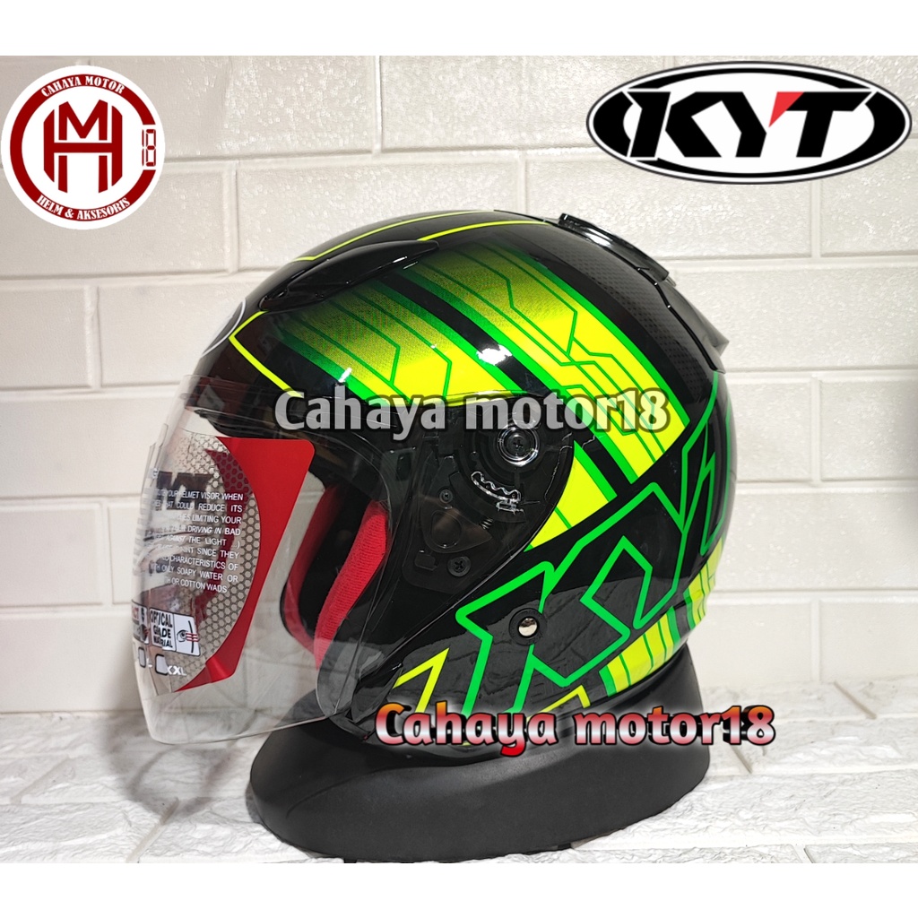 Jual Helm half face kyt dj maru seri 14 black gren hijau hitam Shopee