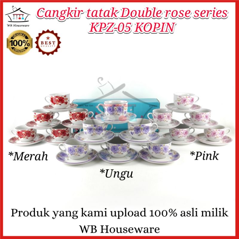 Jual Cangkir Tea Set Warna Motif Rose Pasang Gelas Tatak Kpz Kopin Shopee Indonesia