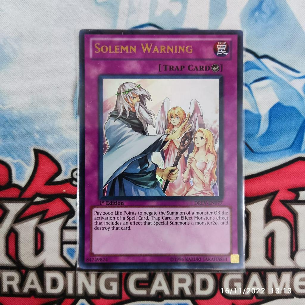 Jual yugioh solemn warning DREV ultra rare 1st original Shopee Indonesia
