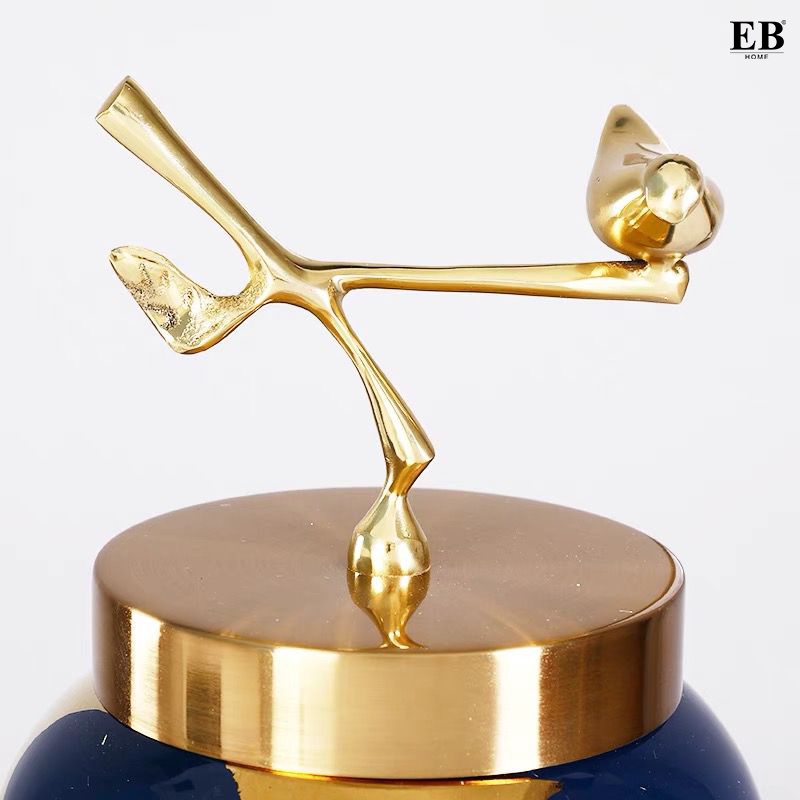 Jual EB Home Luxury Royal Blue And Gold Porcelain Jar Vase Set ...