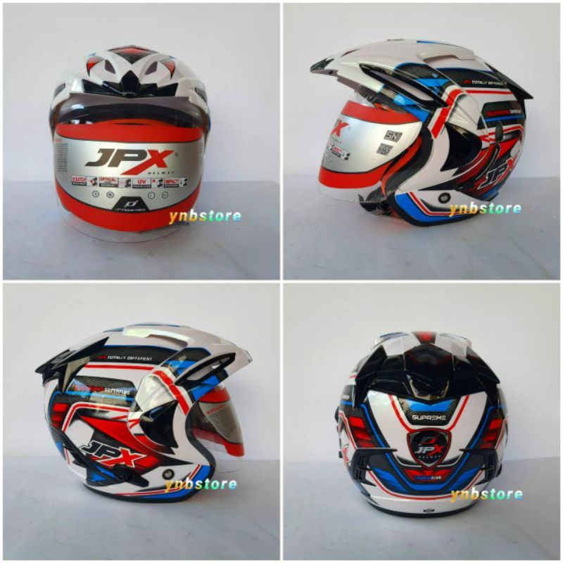Jual Helm JPX Supreme 2 Motif Carbon Pearl White Original JPX Half