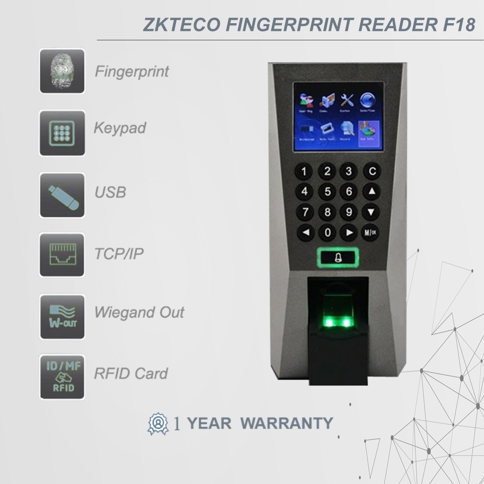 Jual Fingerprint Zkteco F18, Mesin Absensi Access Control, Akses Pintu ...