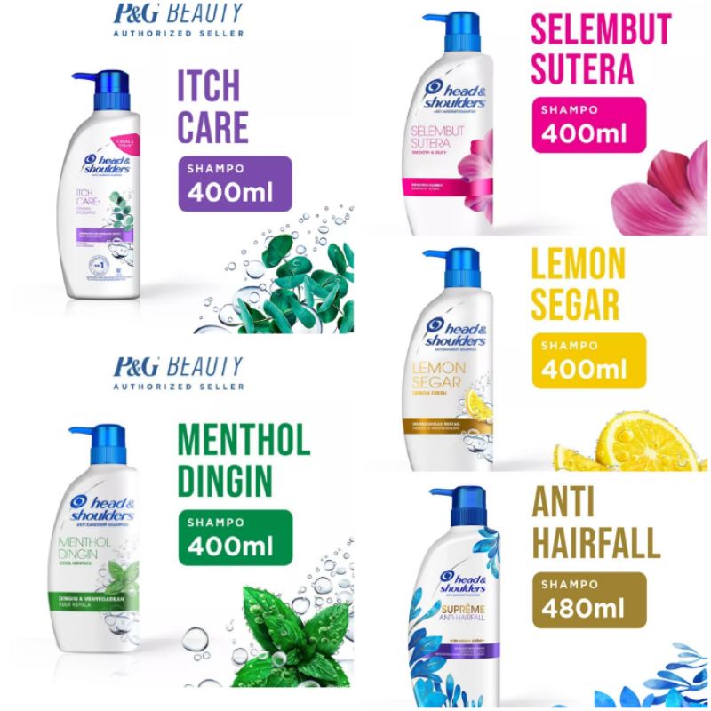 HEAD & SHOULDERS Shampoo Cool Menthol 480ml / sensasi dingin biru tua