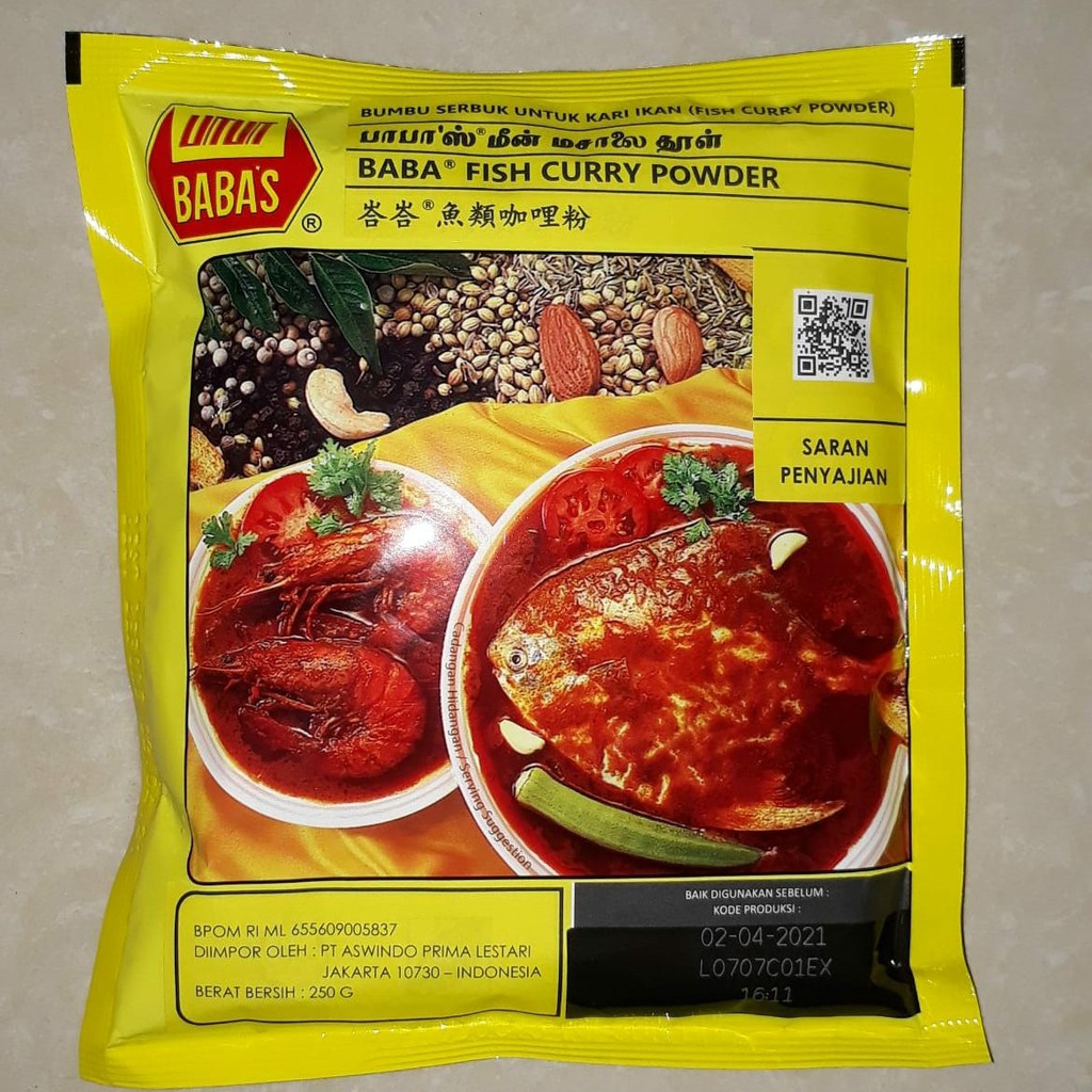 Jual Baba's Malaysia Fish Curry Powder Bumbu Masak Instan 250 gram ...