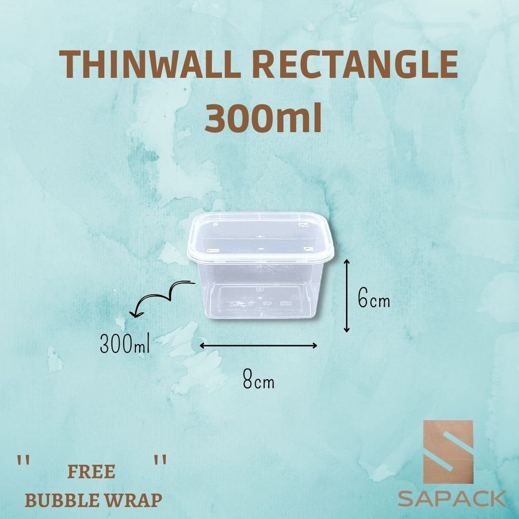 Jual Thinwall Rectangle 300ml Kotak Makan Plastik Persegi Panjang Isi