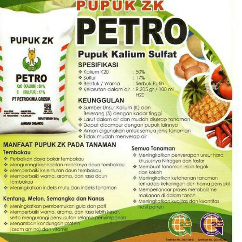 Jual Pupuk ZK Petro Kemasan Repack 1kg Shopee Indonesia