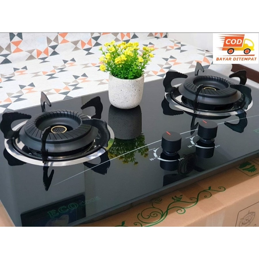 Jual Kompor Gas Kaca Tanam 2 Tungku Eco Cook Ec2 21 Black Edition