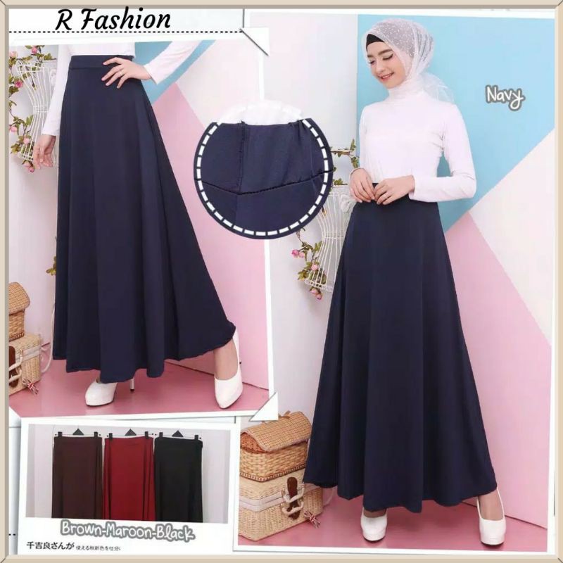 Jual FASHION ROK WANITA ROK PANJANG WANITAJERSEY TEBAL MUSLIM HJ6943 ...