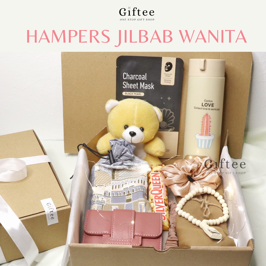 Jual Hampers Cewek Wanita Hijab Jilbab Sajadah Kado Bella Square Dompet Boneka Tasbih Botol