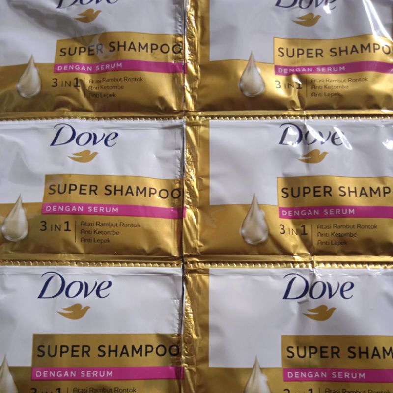 Jual Dove Super Shampoo dengan serum 3 in 1 8mlx12 sachet Shopee