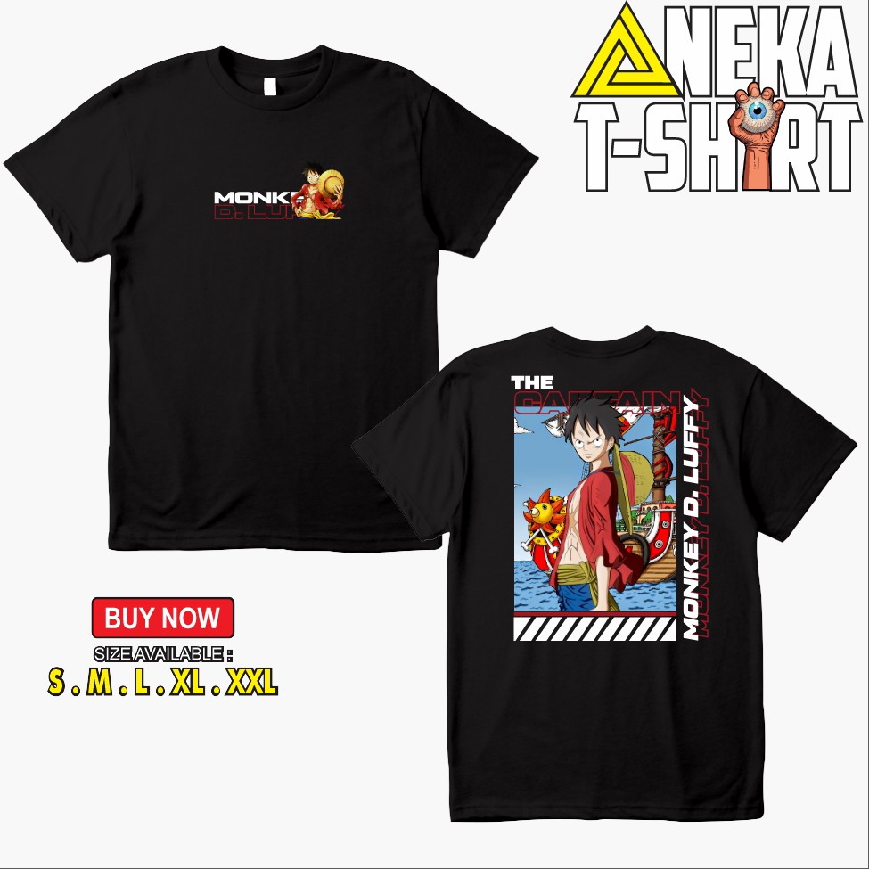 Jual Kaos Baju Anime One Piece Monkey D Luffy Captain Mugiwara Pirates