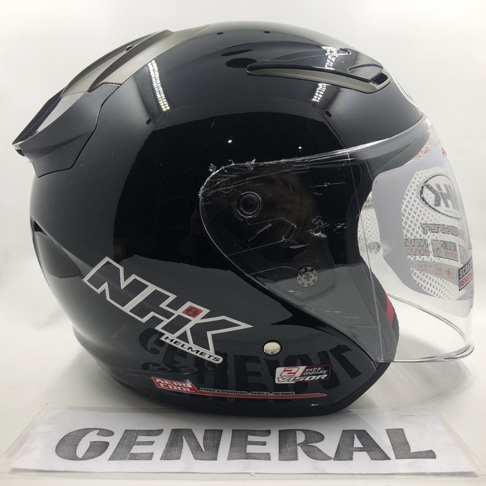 Jual NHK R1 SOLID - BLACK GLOSSY - DOUBLE VISOR | Shopee Indonesia