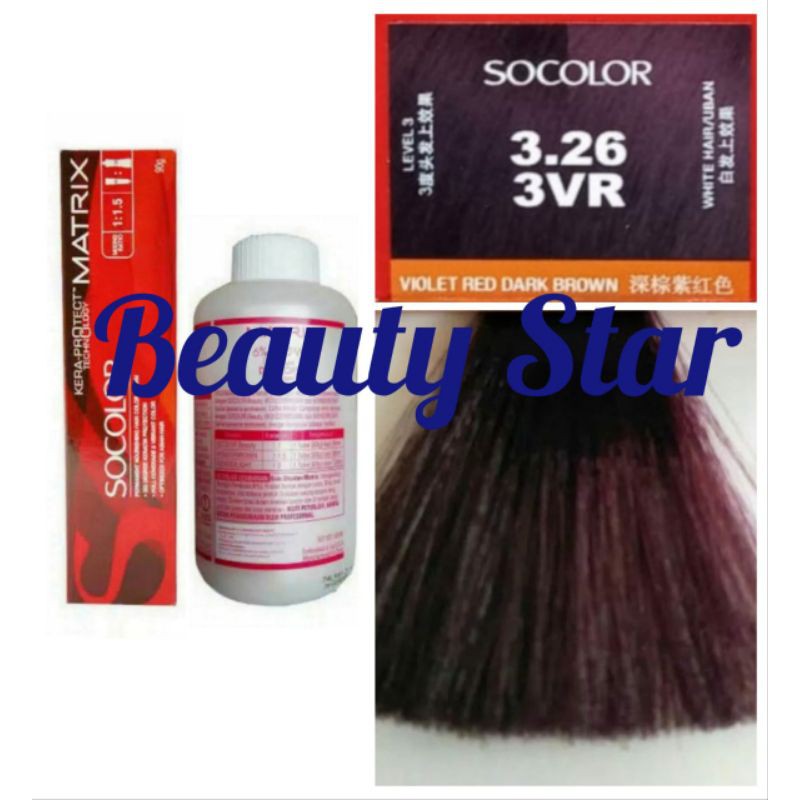 Jual MATRIX SOCOLOR NO. 3.26 / 3VR VIOLET RED DARK BROWN DAN OXYDANT ...