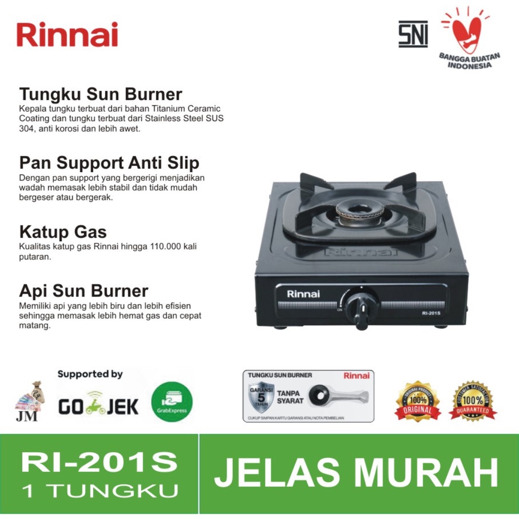 Jual Kompor Gas 1 Tungku Rinnai RI201S / RI-201S / RI-201 S / RI201-S ...