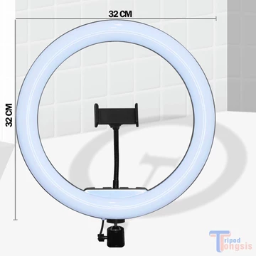 Paket Komplit Vlogger Make Up Ring Light LED 20cm 26cm 32cm Holder HP Free Tripod 2.1m Lampu