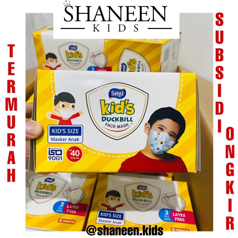 Jual MASKER SENSI DUCKBILL ANAK 3PLY ISI 40PCS/BOX | Shopee Indonesia