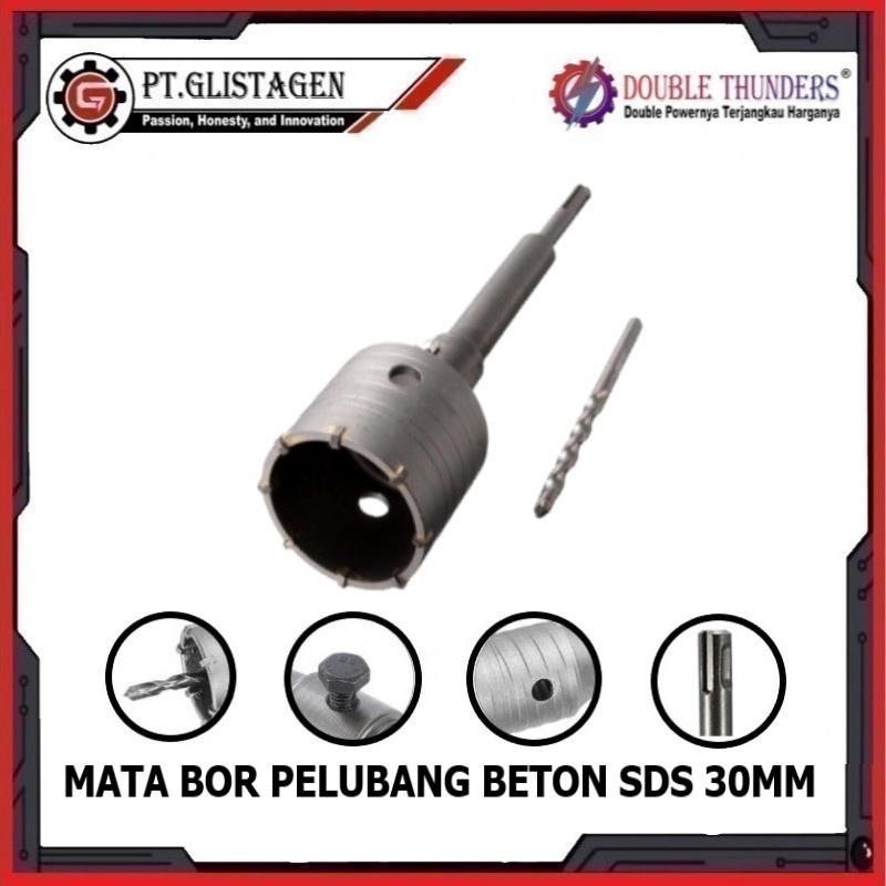 Jual Mata Bor Hollow Core Drill Bit SDS Pelubang Beton Tembok 30 MM DT ...