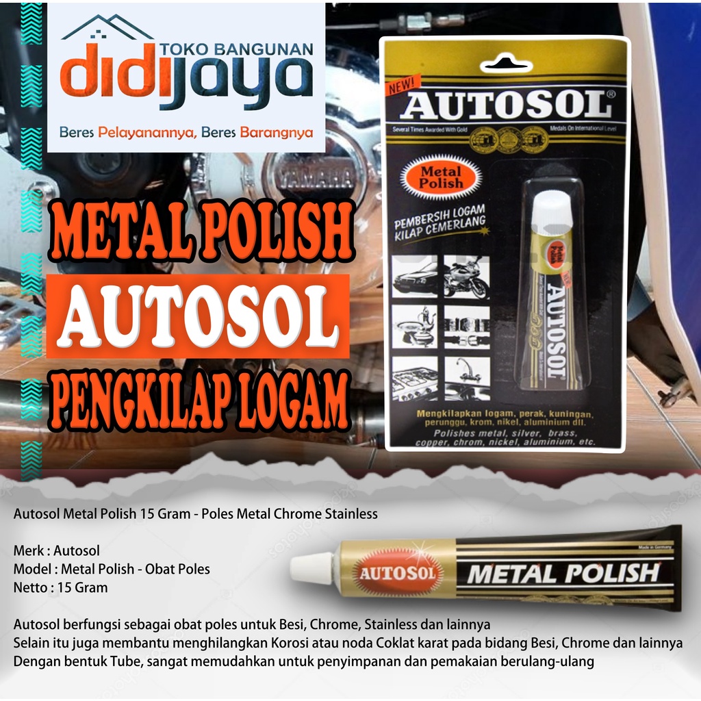 Jual AUTOSOL METAL POLISH Kemasan 15 Gram PENGKILAP LOGAM POLIS