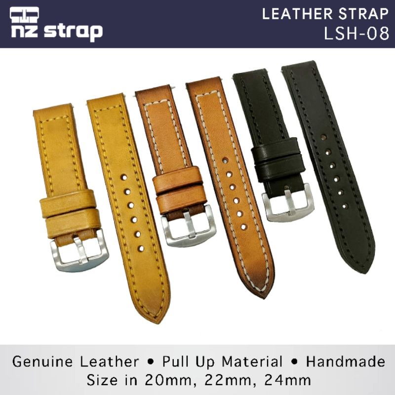 Jual Genuine Leather Strap Handmade / Tali Jam Tangan Kulit 20mm 22mm