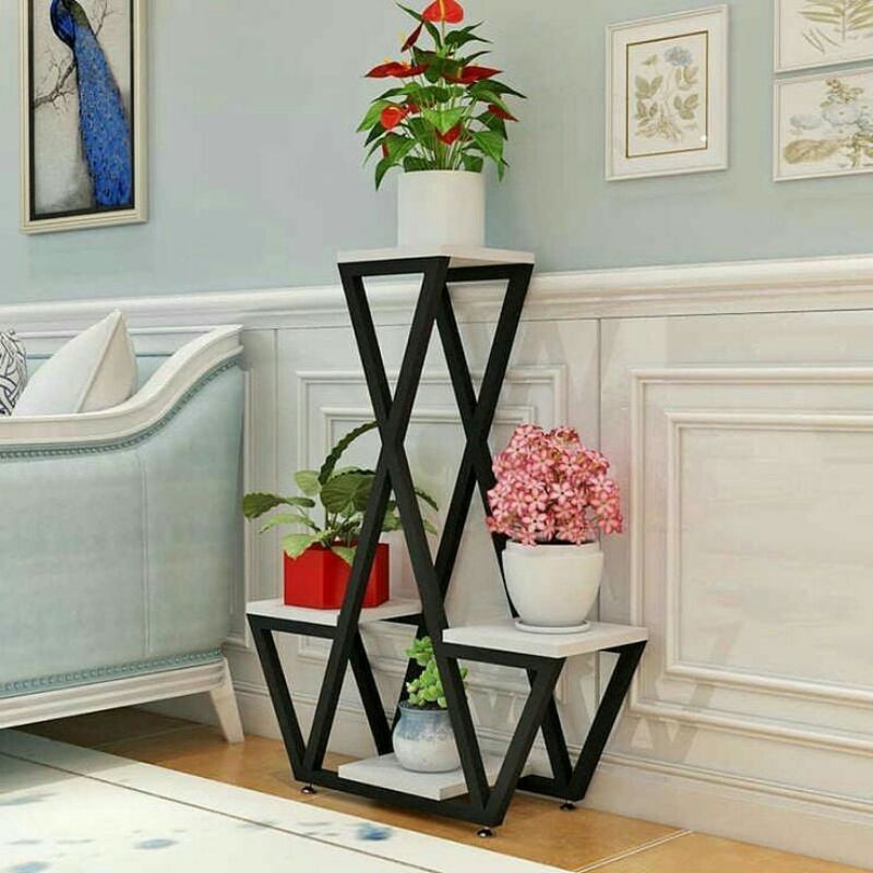 Jual Rak Bunga 4 susun X New besi Holo Alas Kayu - Rak pot bunga besi ...