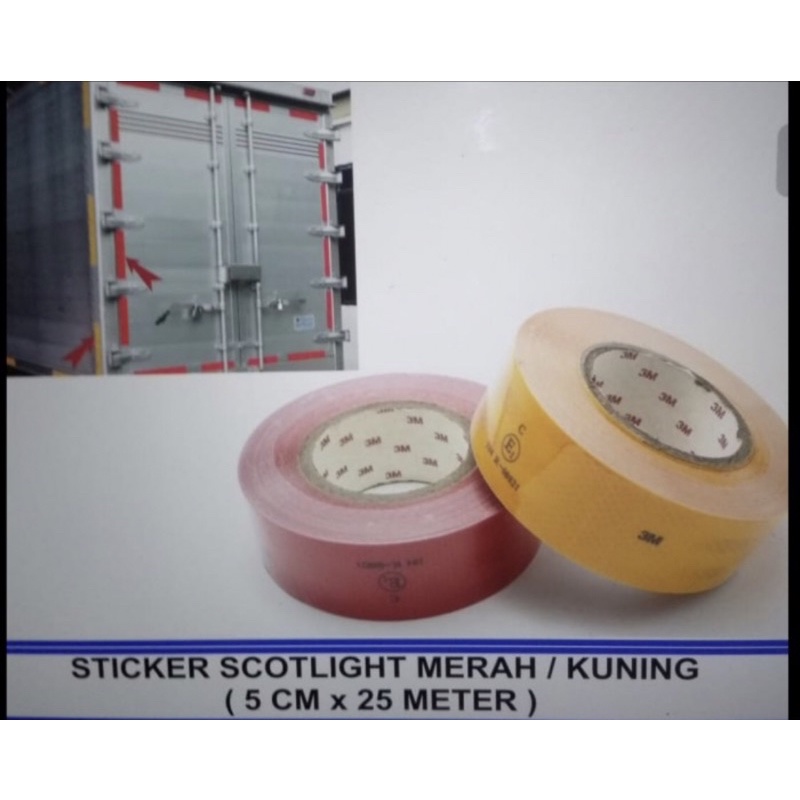 Jual STICKER SCOTLIGHT MERAH / KUNING 5CM X 25 M COCOK BUAT MOBIL BOX ...