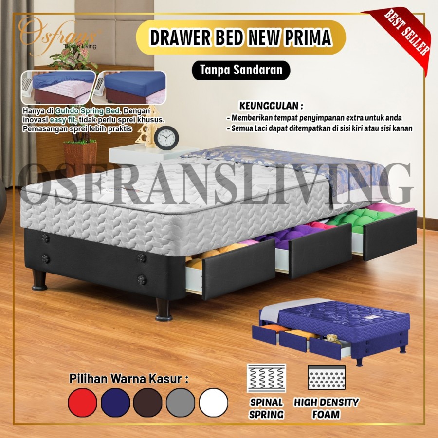 Jual Kasur Guhdo Springbed New Prima Drawer Bed Laci TANPA SANDARAN Spring bed 90x200