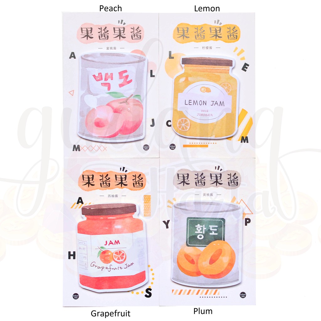 Jual Sticky Notes Fruit Jam Lemon Peach Plum Buah Lucu Unik Memo Gh