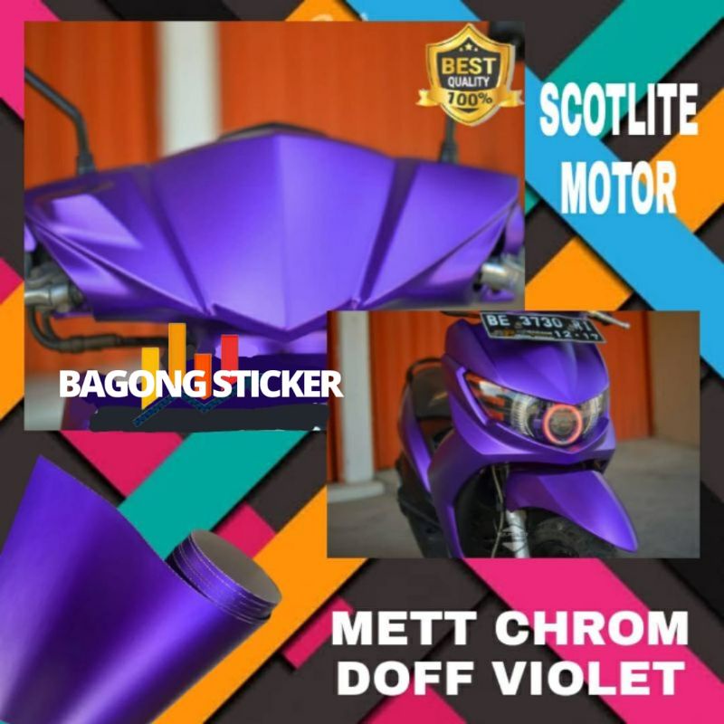 Jual Stiker Skotlet Scotlite Metalik Krom Doff Ungu Untuk Motor Merk