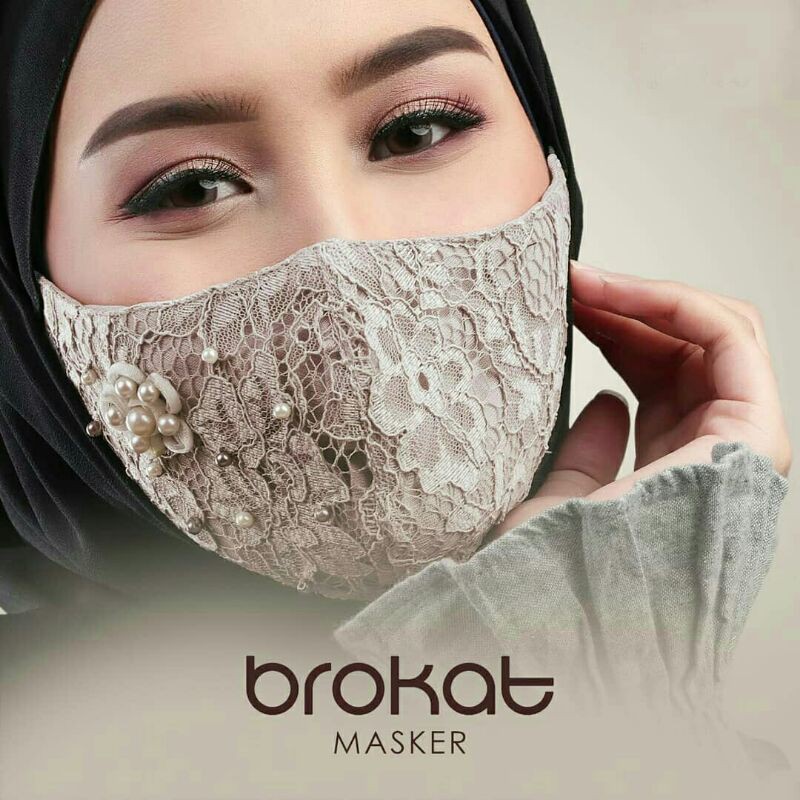 Jual Masker Brokat Masker Lapis Headloop Masker Pengantin Hijab Masker Kondangan Masker Akad