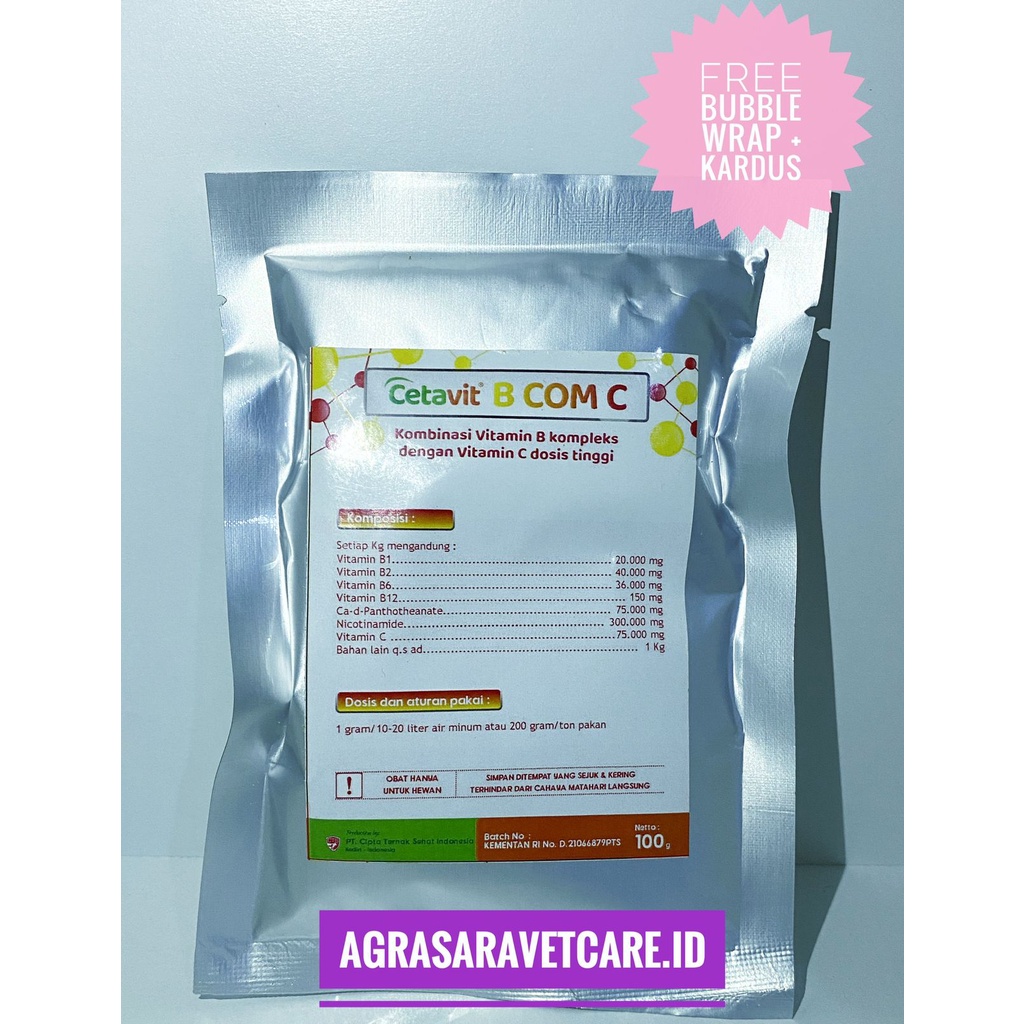 Jual Cetavit B-Com C 100 gram- vitamin b kompleks + vitamin C ternak ...